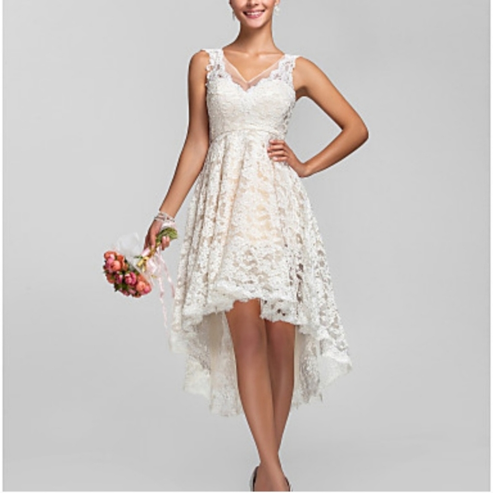 High Low Wedding Prom pageant Shower lace Dress